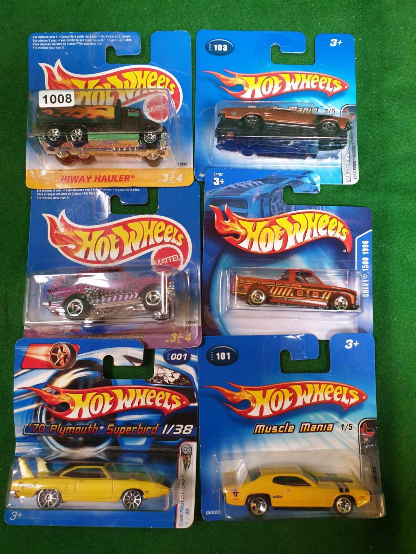 6 X Hot Wheels Carded New Comprising Of Range Rover #16916 Plymouth Superbird 2006 #001 Hiway Hauler - Image 2 of 2