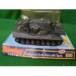 Dinky #696 Leopard Anti Aircraft Tank Green Plastic Tracks 1975-1980 Mint Model On Damaged Bubble