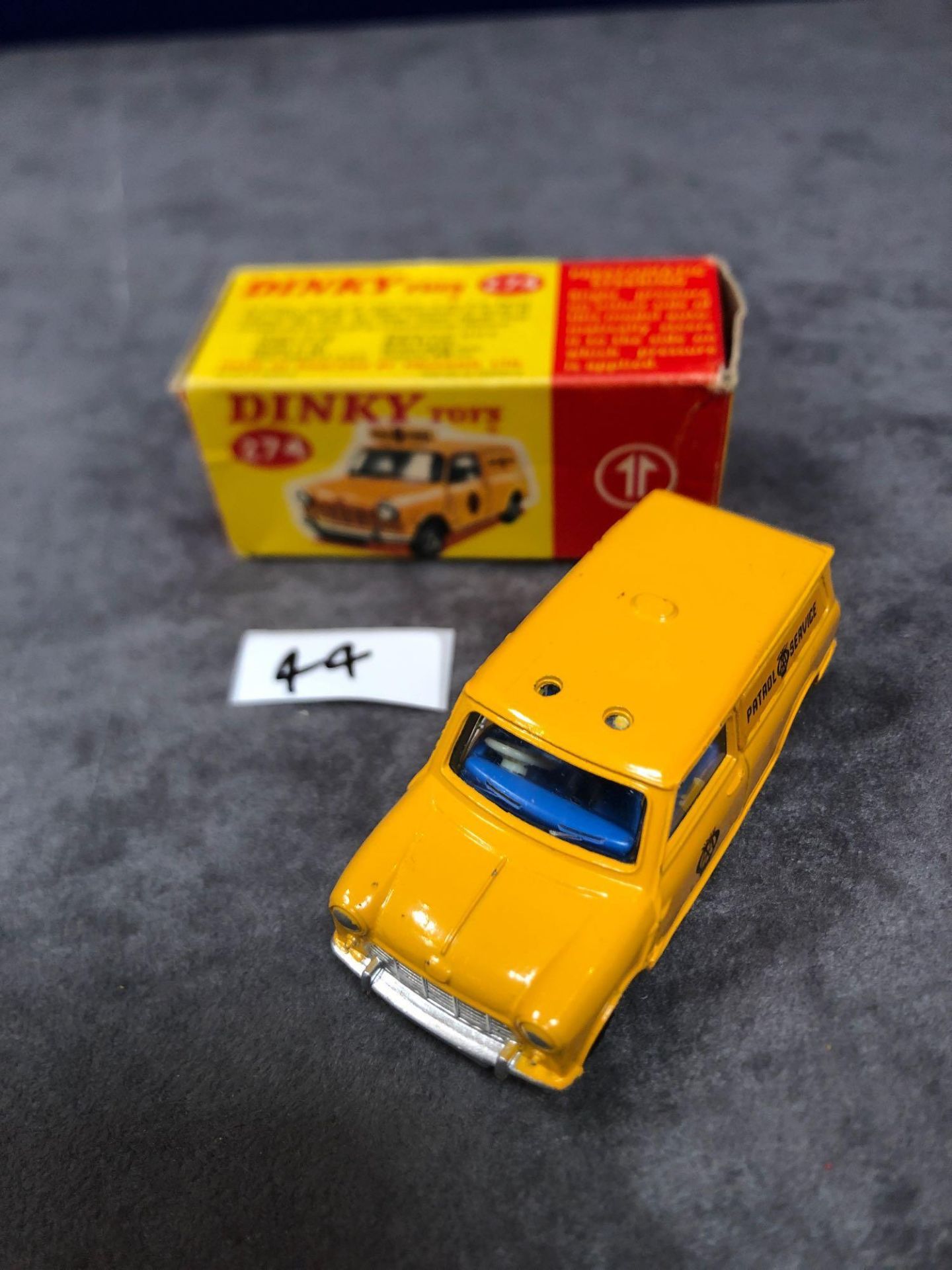 Dinky #274 AA Patrol Mini Van Yellow (AA Service) - Yellow Body And White Roof. AA Service To Van