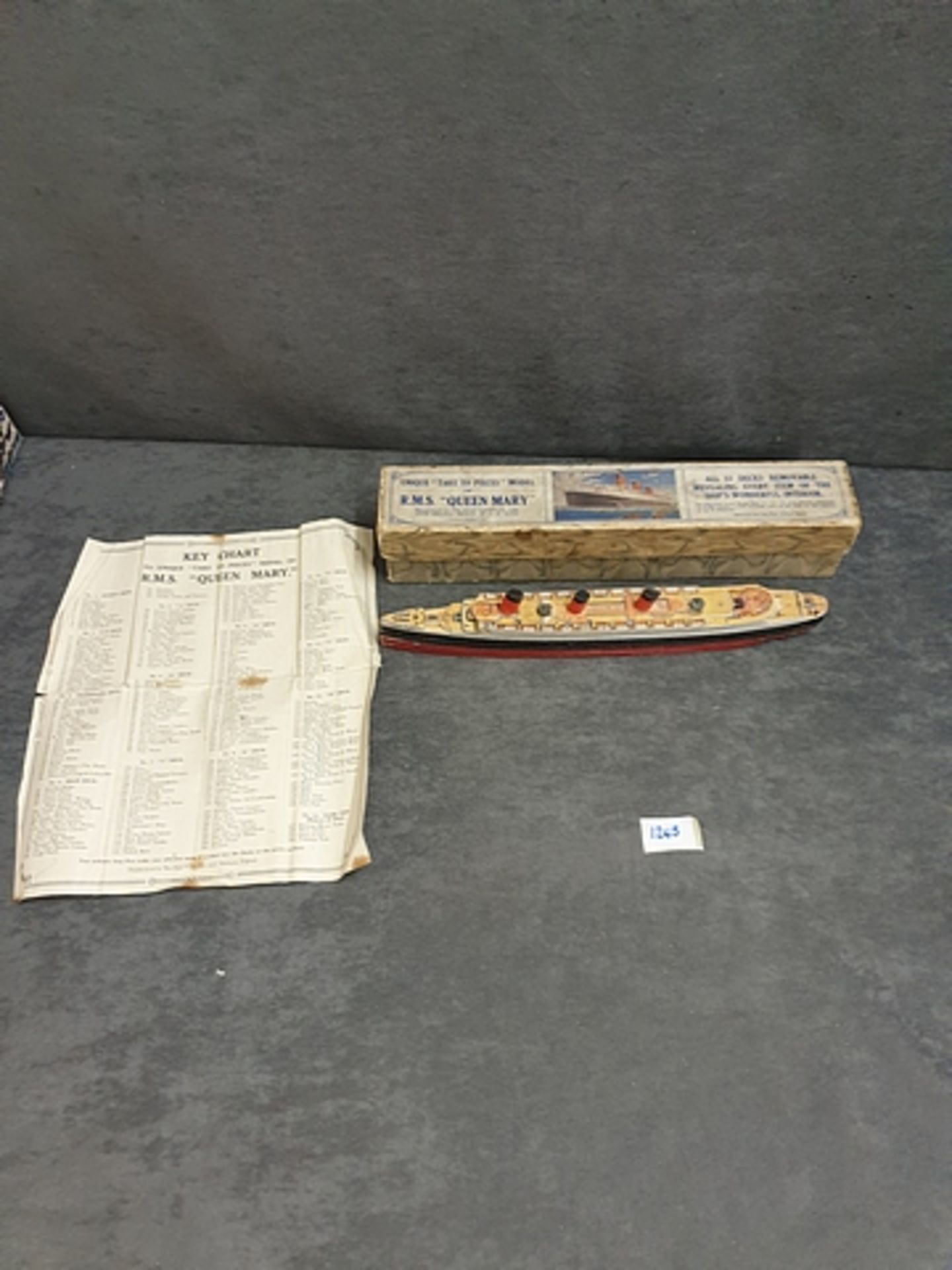 Chad Valley Co Ltd Unique Take To Pieces Model Of RMS Queen Mary Boxed With Paperworkin Original - Image 2 of 3