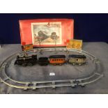 Jouet De Paris (France) Vintage Tin Plate Clockwork Train Set With Station Lights And Signals With