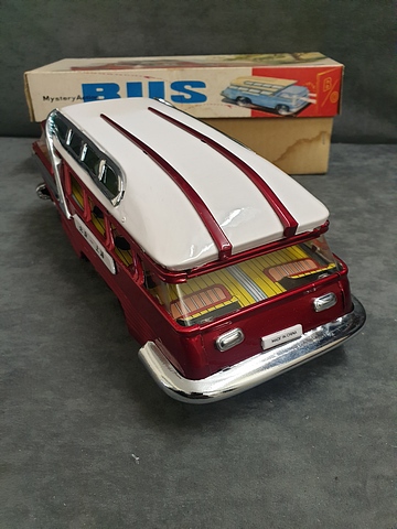 Battery Operated 1960's #ME083 Tin Toy Bus Mystery Action Bus In Original Box - Image 4 of 5