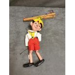 Vintage Pelham Pinocchio Puppet 1960s Lovely And Charming Antique 9'' Tall Red Cap With Red Shorts