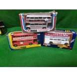 3 X Corgi Bus Models Comprising #469 Routemaster Bus BTA Welcome To Britain #471 Silver Jubilee Bus