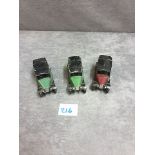 3x Dinky #36g London Taxi's 1948-50 1x Maroon In Excellent Condition 2x Green One Very Good/