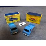 2x Matchbox Diecast Morris Trucks # 60 A - Morris J2 Pickup Builders Supply Co Blue Comprising Of