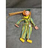 Vintage Pelham Puppets Clown Dark Green Hat Pale Orange Hair A Yellow Collar With A Black Trim