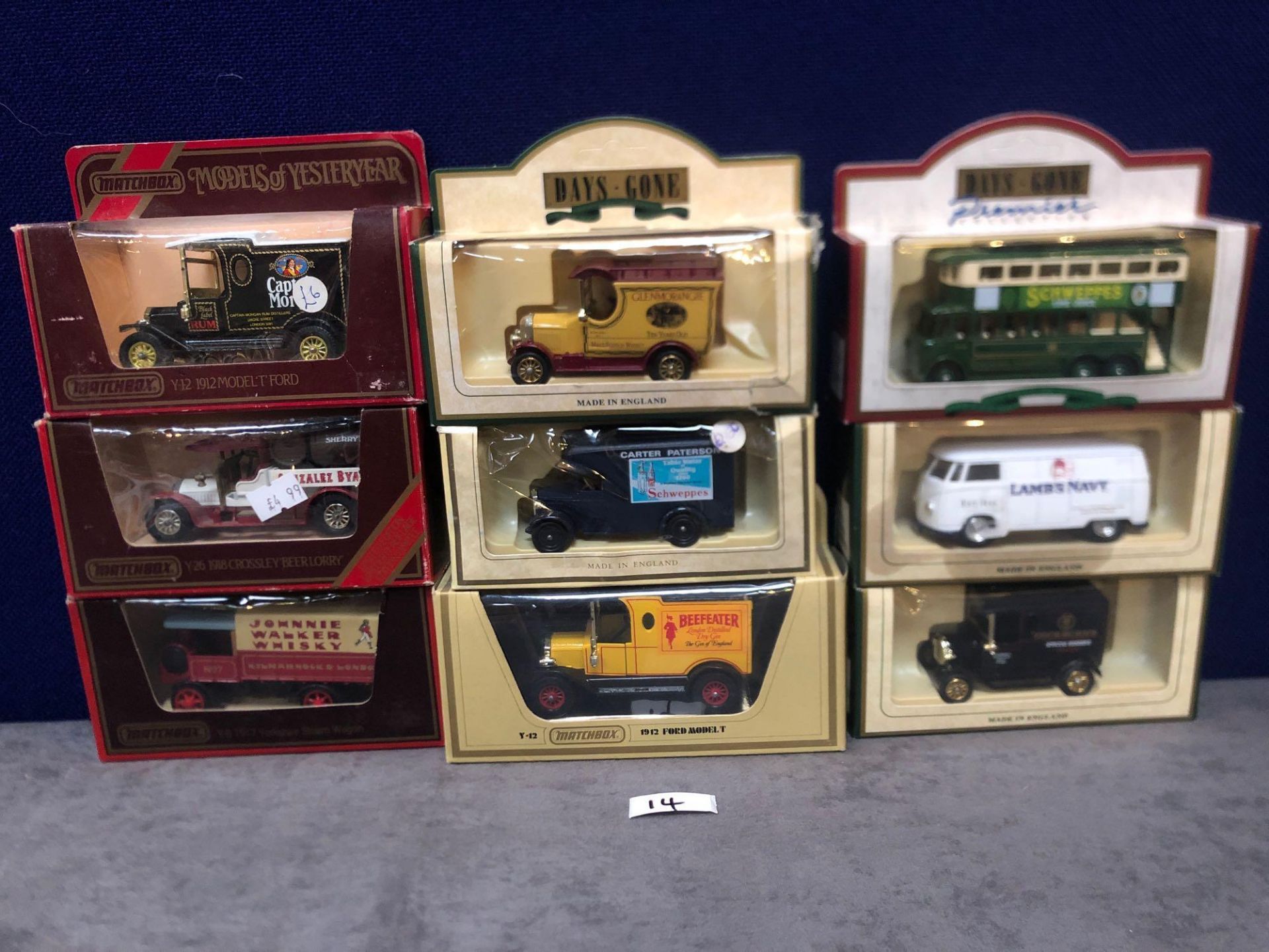 9x Diecast Vehicles All Advertising Drinks In Separate Boxes.