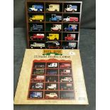 Days Gone Wooden Display Case With Box Including 15 Various Diecast Vehicles Advertising decals Esso