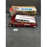 Battery Operated 1960's #ME083 Tin Toy Bus Mystery Action Bus In Original Box