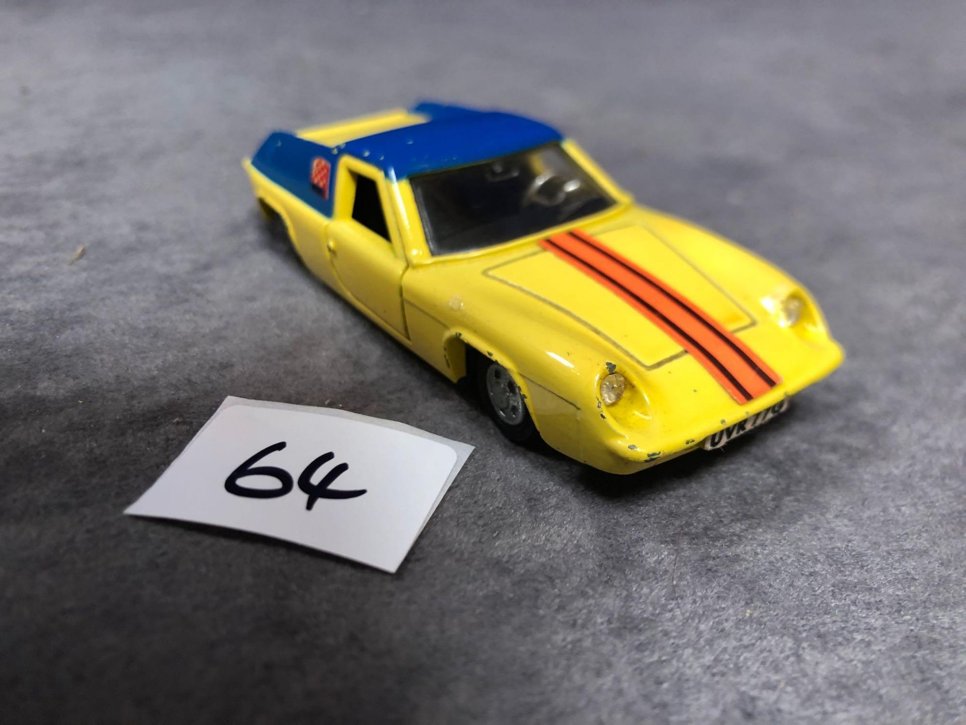 Dinky #218 Lotus Europa In Yellow Cast Wheels 1969-1970 Unboxed Excellent Some Chips On Raised