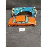 MF294 Friction Powered Car Sedan Orange With Lithograph Colourful And Detailed With People In The