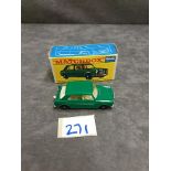 Matchbox Lesney Diecast #64b MG 1100 In Green With White Seats, Driver And Dog 1966-69 Mint Model