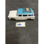 Spot-On By Tri-Ang Models Diecast ##189 Humber Super Snipe White Body Blue Roof With 1 Suitcase