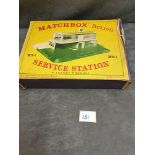 Matchbox Series #MG-1 BP Service Station In Green White Plastic And Yellow Metal Roof Sign Mint In