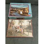 2x Boxed Jigsaw Puzzles Comprising Of 500 Piece Hestair Puzzles #50036 The Street Soda Fountain 2000