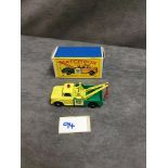 Matchbox Lesney Product Diecast #13 BP Dodge Wreck Truck With Yellow Cab Green Body With Rarer Red