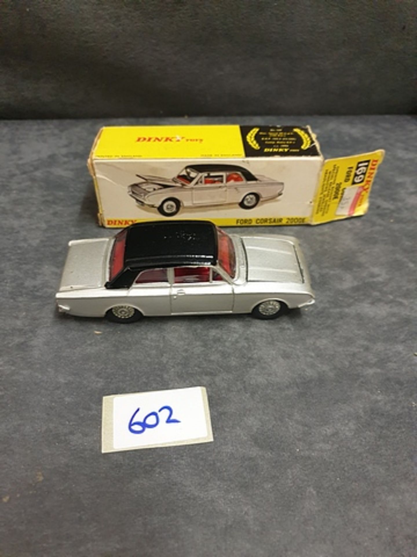 Dinky #169 Ford Corsair 2000E In Silver With A Black Roof And Red Interior Nr Mint Model Scratch