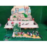 Gee Bee Toys Hull (UK) Vintage Wood Medieval Castle C1960s Complete With 48 X W Britains Figures
