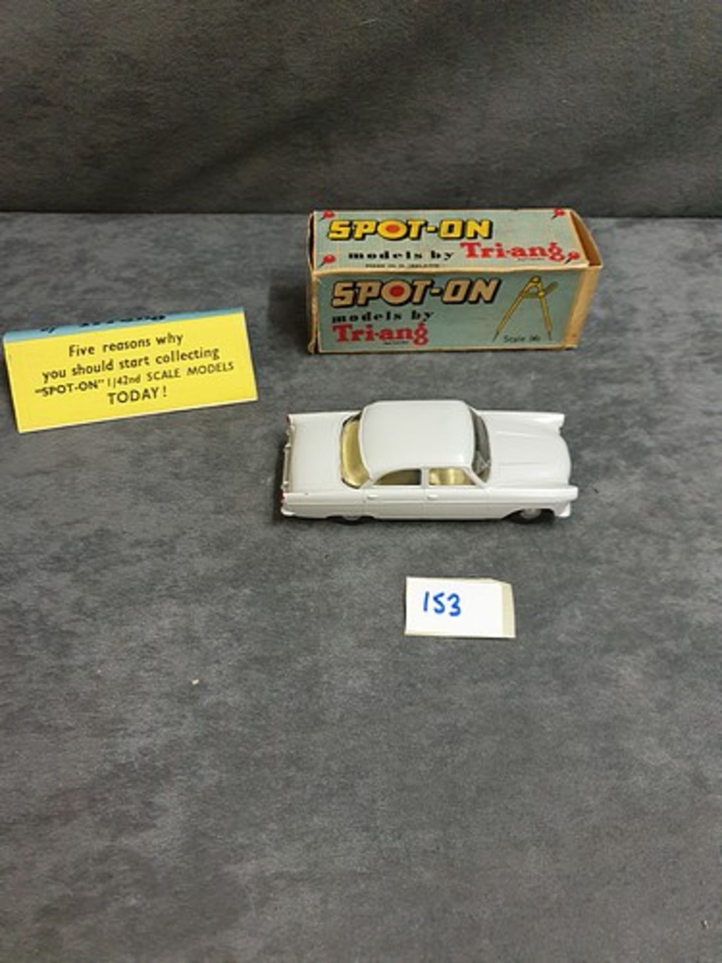 Spot-On Models By Tri-Ang Diecast #100 Ford Zodiac In Grey With Leaflet Virtually Mint 1 Tiny Chip