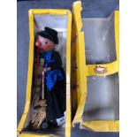 Vintage Pelham Puppets Marionette 'Witch Talker' Lovely Moving Mouth White Fuzzy Hair Pointed