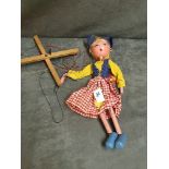 Vintage Pelham Puppets 'Little Dutch Girl' With Lovely Blonde Hair In A Yellow Shirt With A Blue