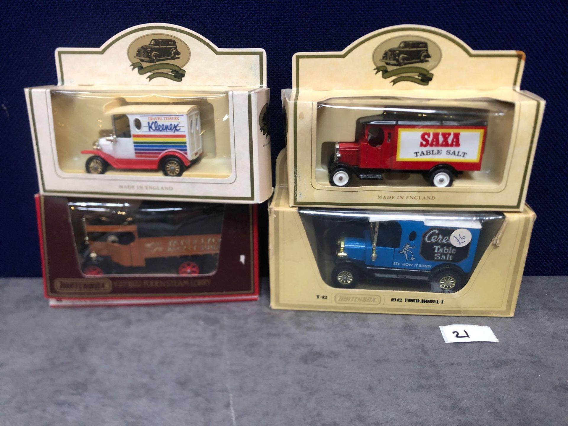 4x Diecast Vehicles Advertising Kleenex / Saxa Table Salt/ Tate And Lyle Sugar / Cerelos Table Salt.