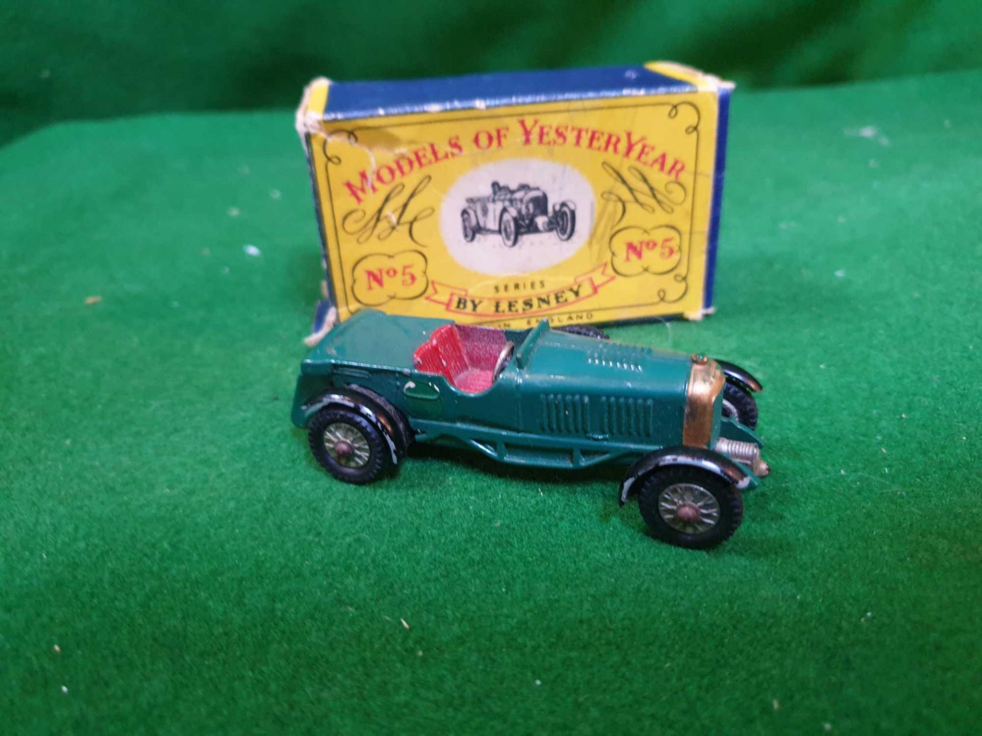 Matchbox Models Of Yesteryear Y5 1929 Le Mans Bentley Green Red Interior Very Good Model No Decals - Image 3 of 3