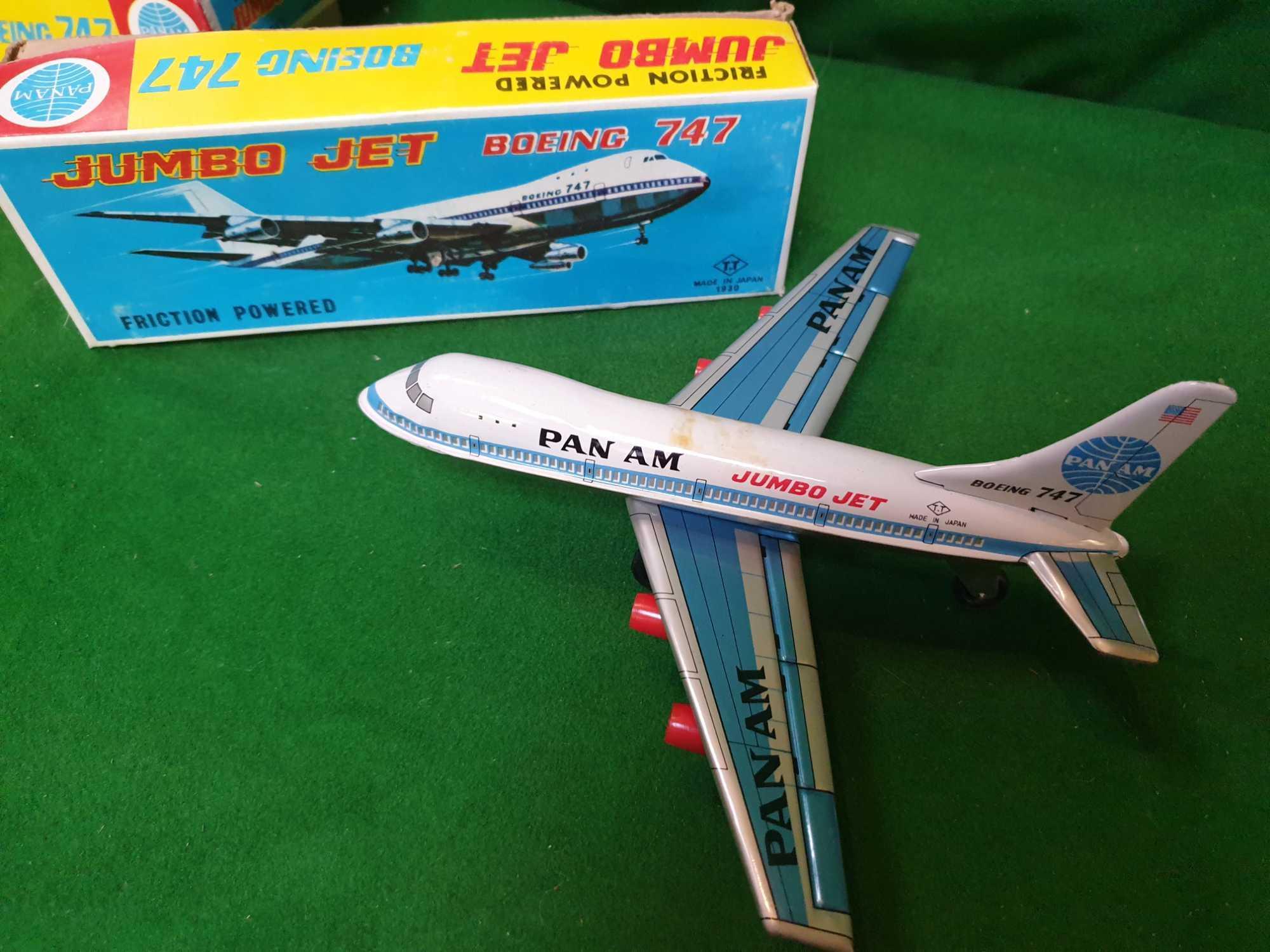 TT Takatoku Toys Japan Jumbo Jet Boeing 747 Friction Toy Plane Pan AM Decals