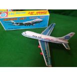 TT Takatoku Toys Japan Jumbo Jet Boeing 747 Friction Toy Plane Pan AM Decals