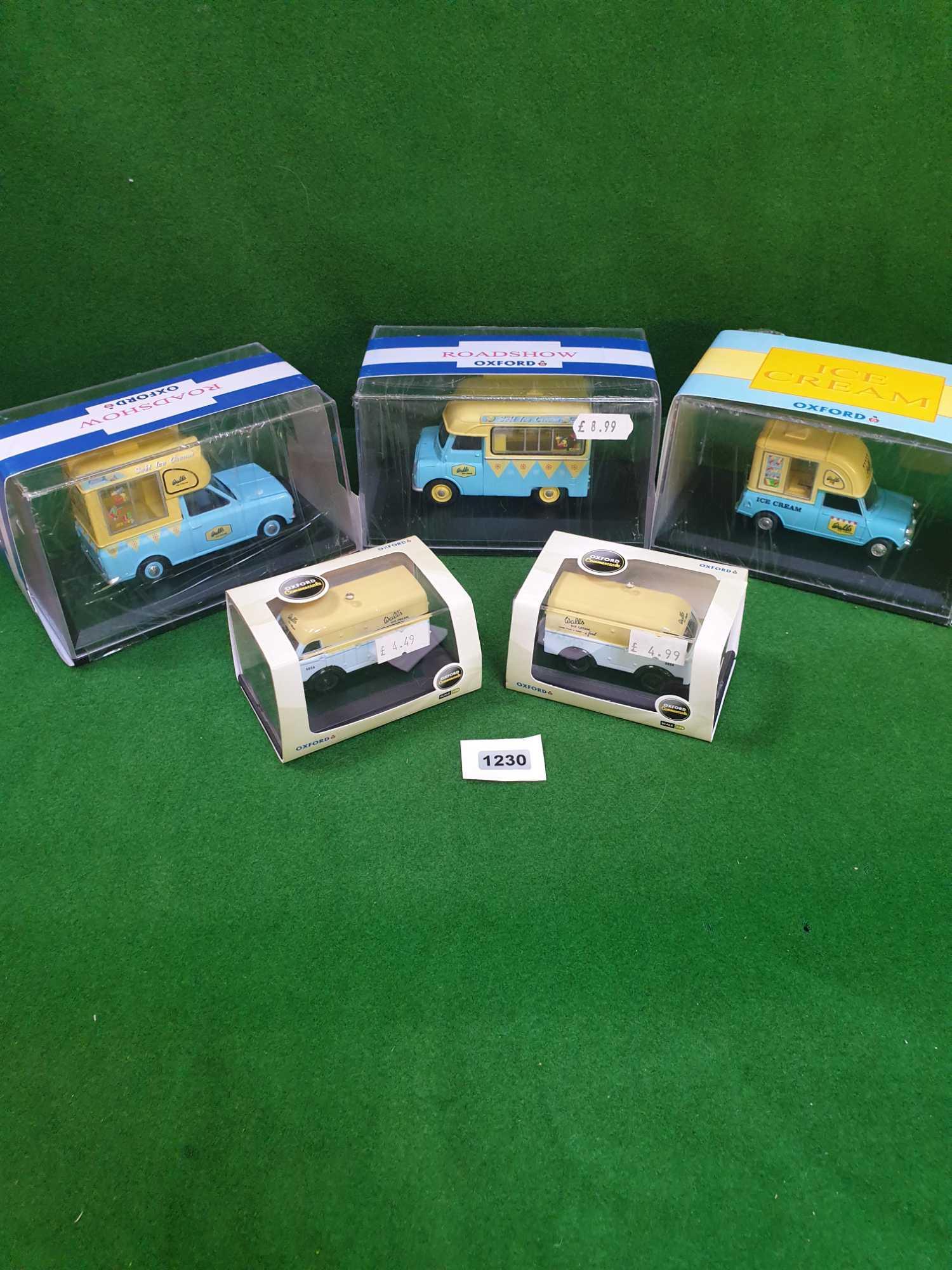 5x Oxford Road Show Diecast Models Comprising of #HA003 Oxford Diecast Walls Ice Cream - #CA002