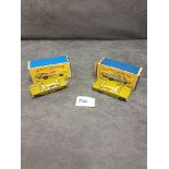 2x Matchbox A Lesney Product Diecast #36 Opel Diplomat In Gold With Grey Engine Both In Firm Boxes