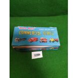 Blue Box Plastic Toy Car #403 Commercial Series With 4 Vehicles In Box Rare Firm Excellent Box
