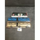 3 x Wiking (Germany) 1/87 scale diecast bus models comprising #Wiking 714 04 MB 0404 Reisebus  RHD