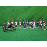 13 X Lead Painted Russian Napoleonic Soldiers And A Diecast Cannon Stunning Detailed And Painted