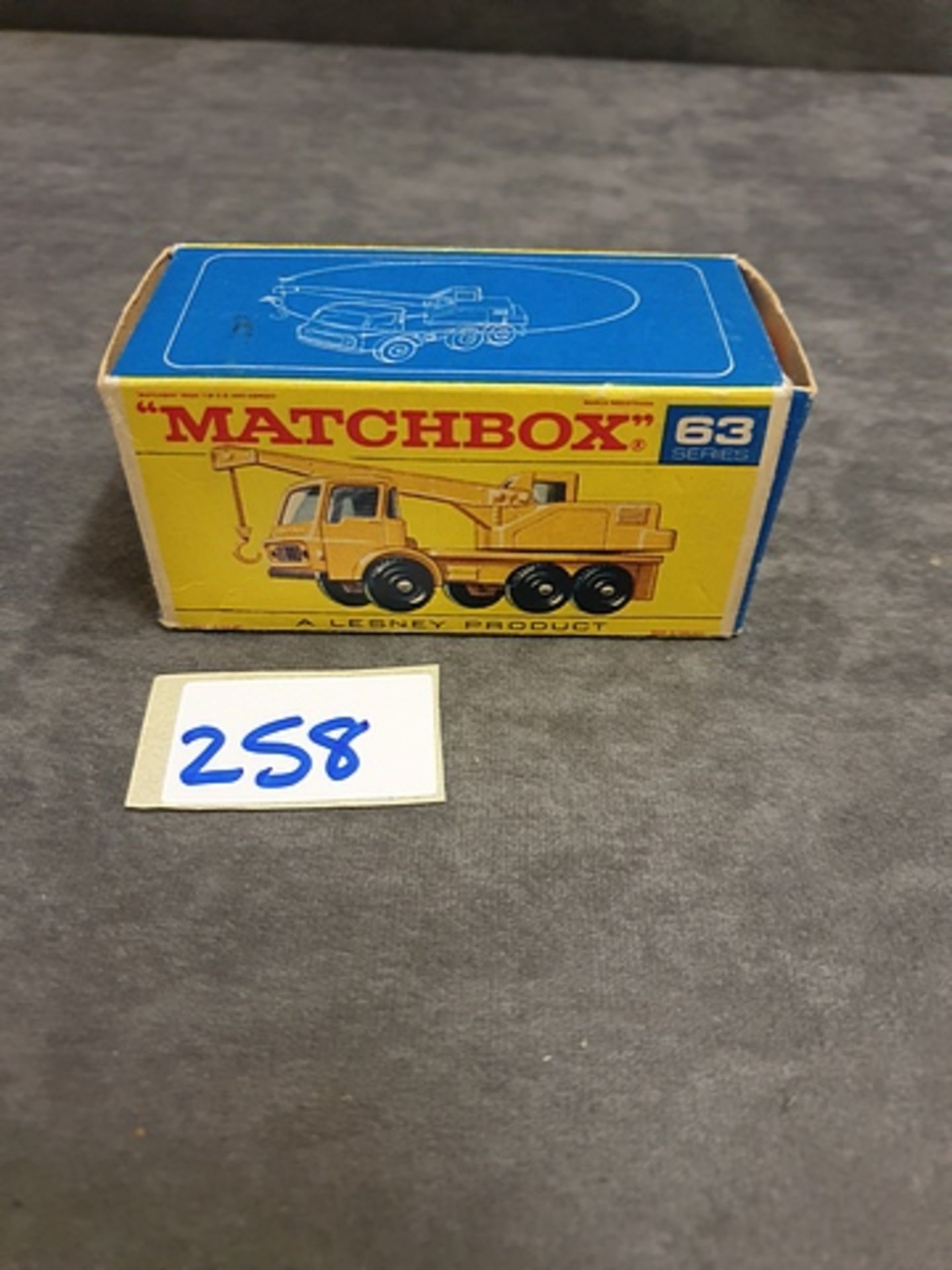 Matchbox Lesney Diecast #63c Dodge Crane Truck In Yellow Mint Model In Firm F Type Box 1968-1970