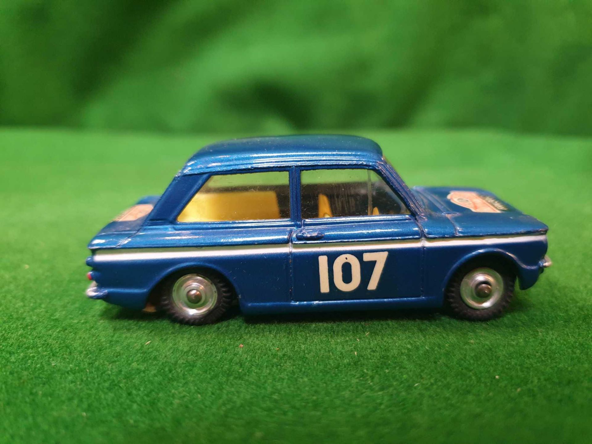 Corgi #328 Hillman Imp Dark Metallic Blue - Dark Blue Version Yellow Interior With Decals Racing