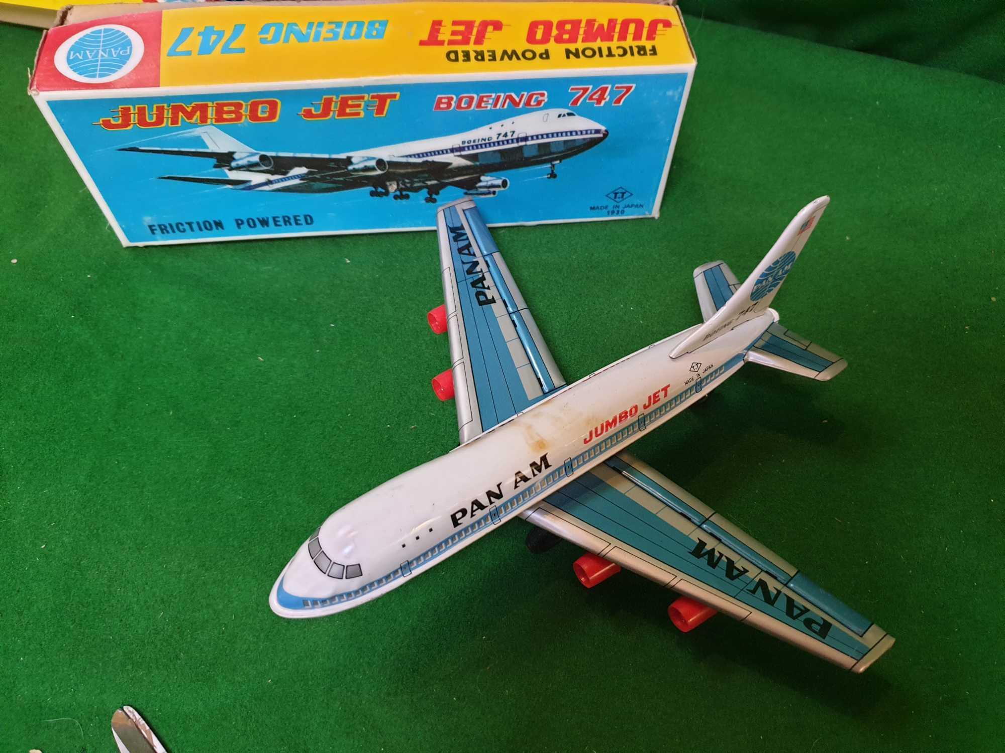 TT Takatoku Toys Japan Jumbo Jet Boeing 747 Friction Toy Plane Pan AM Decals - Image 2 of 4