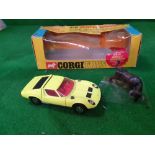 Corgi #342 Lamborghini P400 GT Miura Fighting Bull Slim Window Box. Complete With Bull Figure 1969-