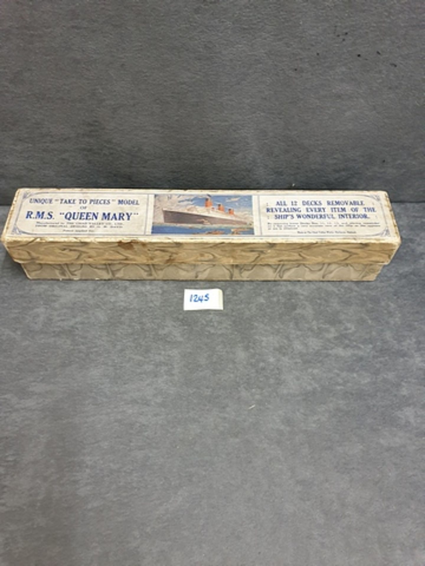 Chad Valley Co Ltd Unique Take To Pieces Model Of RMS Queen Mary Boxed With Paperworkin Original