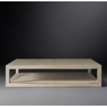 Cela white Shagreen 67 Rectangular Coffee Table Crafted Of Shagreen Embossed Leather With The