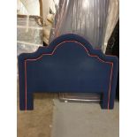 Luxury headboard padded blue with orange piping 160 x 125cm ( LOC HB2)