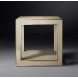 Cela White Shagreen Square Side Table Crafted of shagreen-embossed leather with the texture, pattern