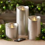 2 x Luxe Collection 3.5 x 9 Silver Flicker Flame LED Wax Candle This real wax battery operated