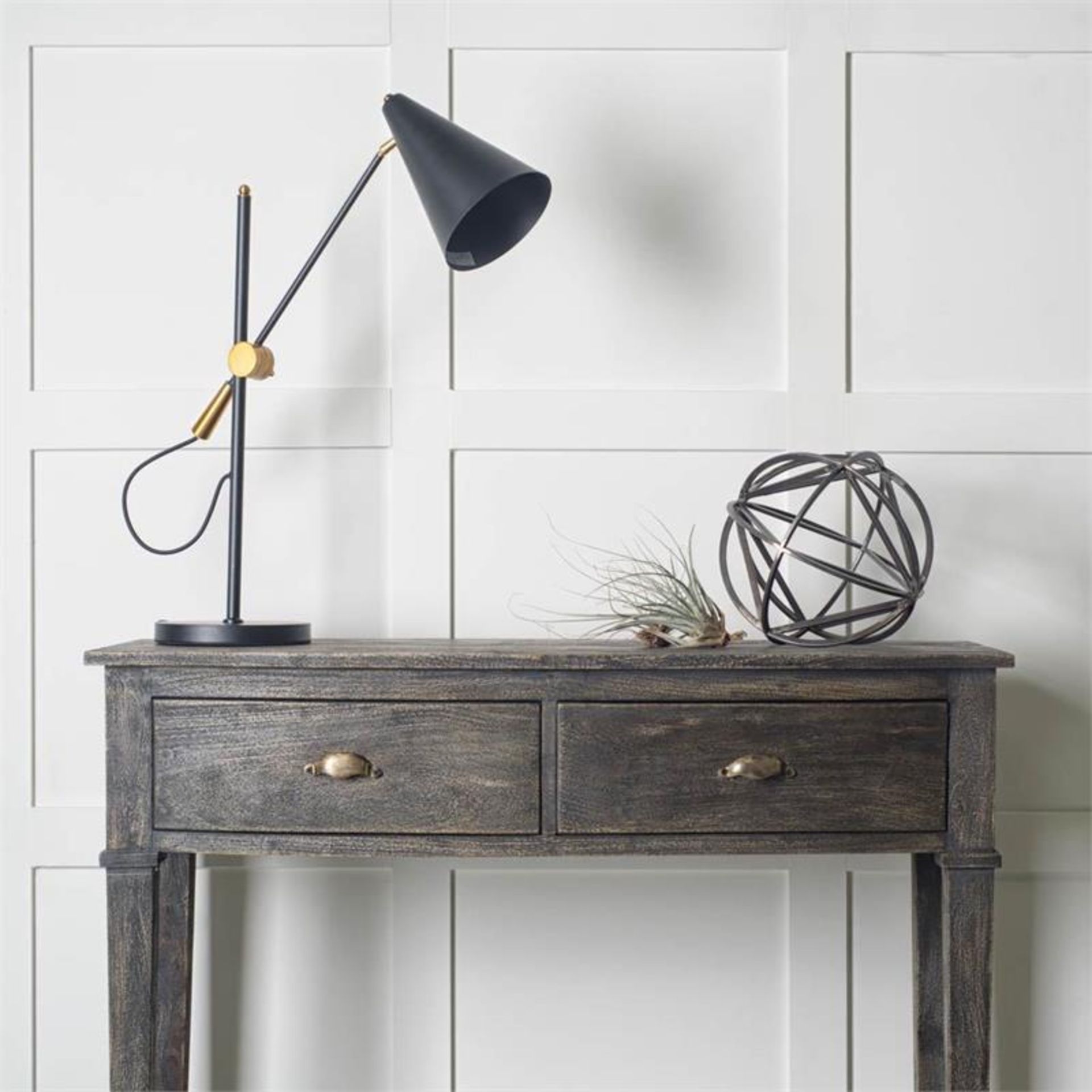 Black and Brass Adjustable Desk Lamp With Cone Shade, a quirky and stylish lighting piece that is