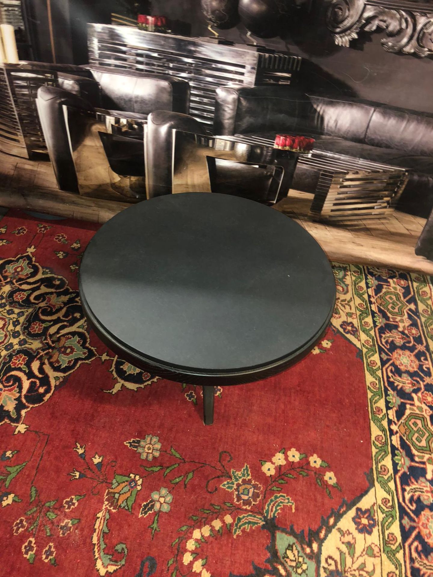 Coffee Table - Cosmopolitan Coffee Table Black Polished Glazed Top With Oak The Geometric Symmetry - Image 4 of 4