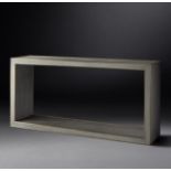 Cela Grey Shagreen 67 Rectangular Console Table Crafted Of Shagreen Embossed Leather With The