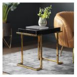 Delray Black Mirrored Side Table 580 x 420 x 570mm