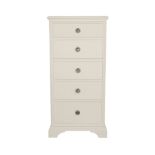 Laura Ashley Gabrielle white 5 Drawer Tall Chest boasting classic French design with a hand brushed,