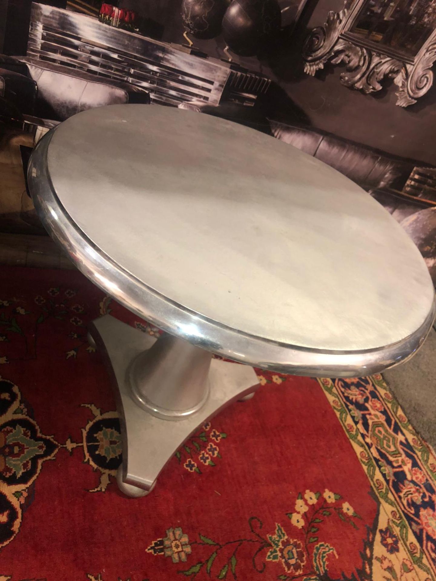 Cravt Original Mathis Silver Leaf Circular Table centre table a stunning baluster xolumn centre - Image 4 of 4